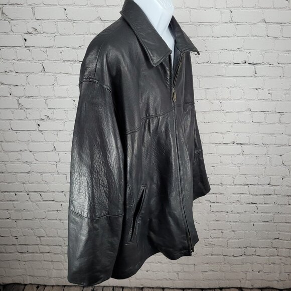 Authentics By Boston Outfitters Black Genuine Leather Insulated Jacket 3XLT *zip - Picture 13 of 14